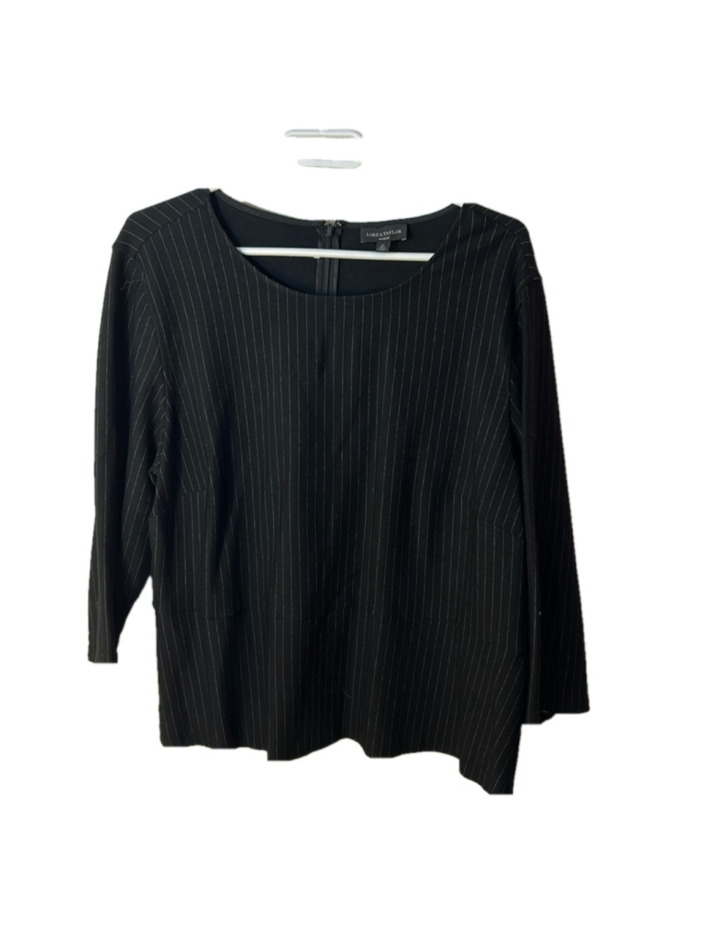 Lord & Taylor Black Pinstripe Dress Blouse 2X